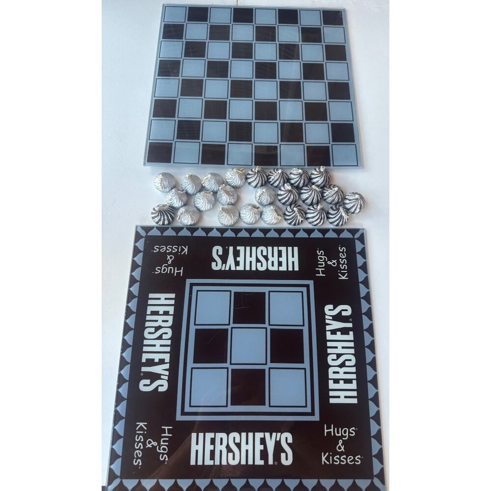 Hershey's 100th Anniversary Hugs & Kisses Checkers & Tic-Tac-Toe Game Set (READ)
